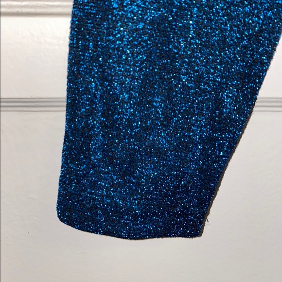 SHEIN Medium Blue Modely One Shoulder Wrap Hem Glitter Dress - Picture 8 of 12
